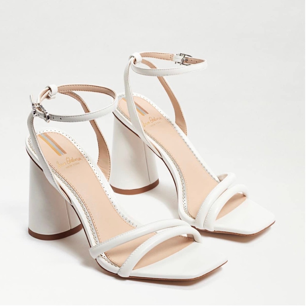 Sam Edelman Kia Block Heel Sandal in Bright White Leather